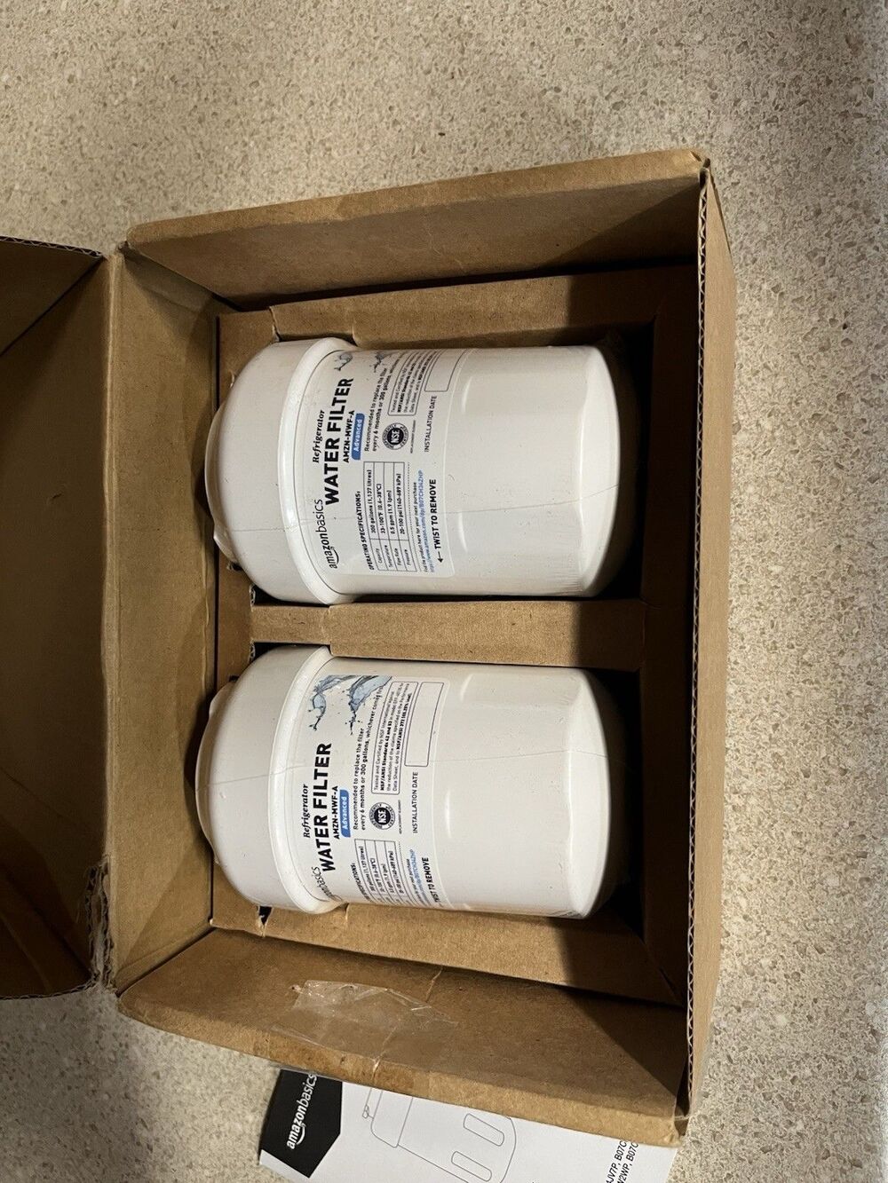 AmazonBasics AMZN-MWF-A GE MWF Refrigerator Water Filter 2 Pack 300 gal NSF
